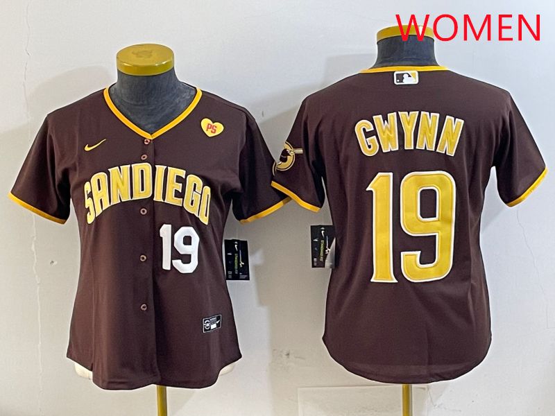 Women San Diego Padres #19 Gwynn Brown Game 2025 Nike MLB Jersey style 5->women mlb jersey->Women Jersey